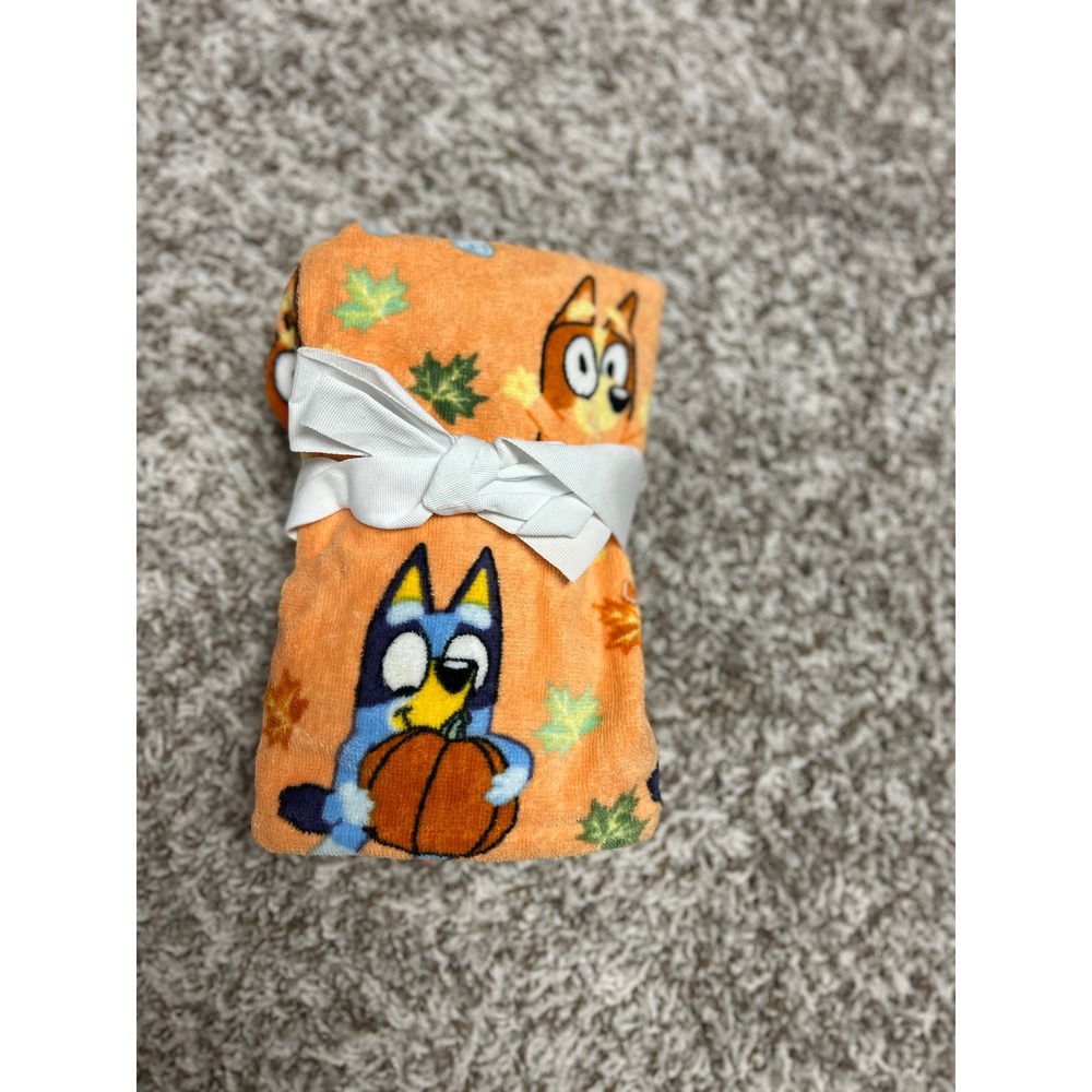 Bluey Bingo Fall Autumn Orange Kitchen Hand Towel Pumpkin Leaves Festive Decor
